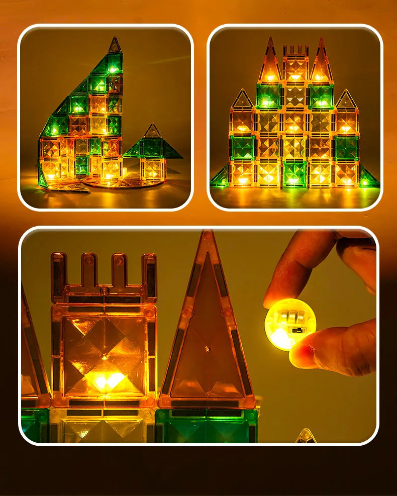Lichtgevende magnetische bouwblokken met baan voor kinderen