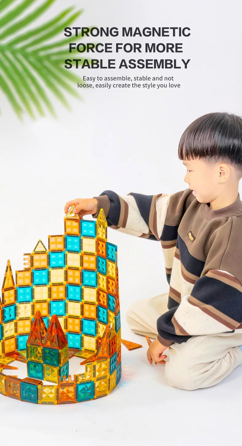 Lichtgevende magnetische bouwblokken met baan voor kinderen