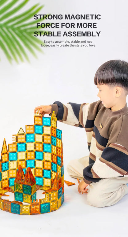 Lichtgevende magnetische bouwblokken met baan voor kinderen