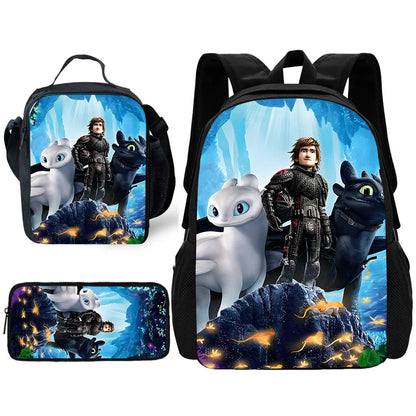 Toothless Schoolrugzak Set met Lunchtas en Etui