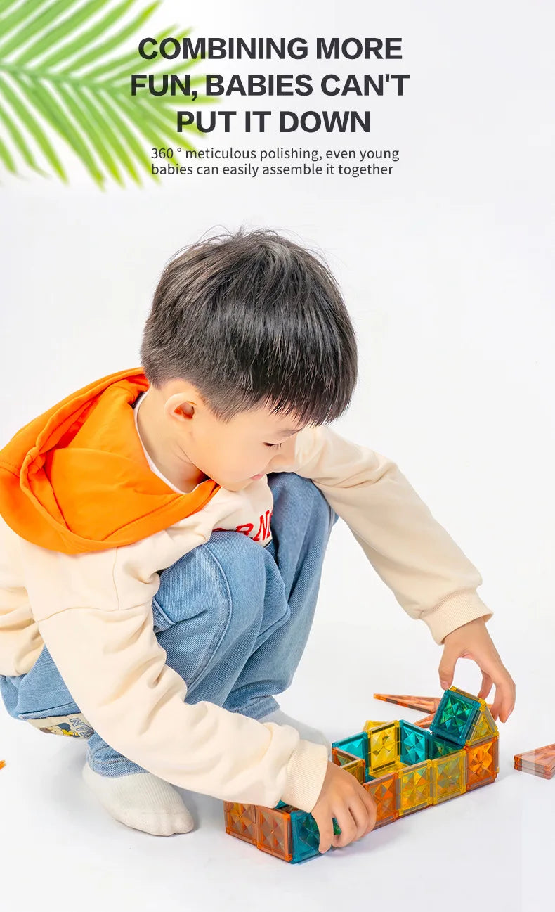 Lichtgevende magnetische bouwblokken met baan voor kinderen