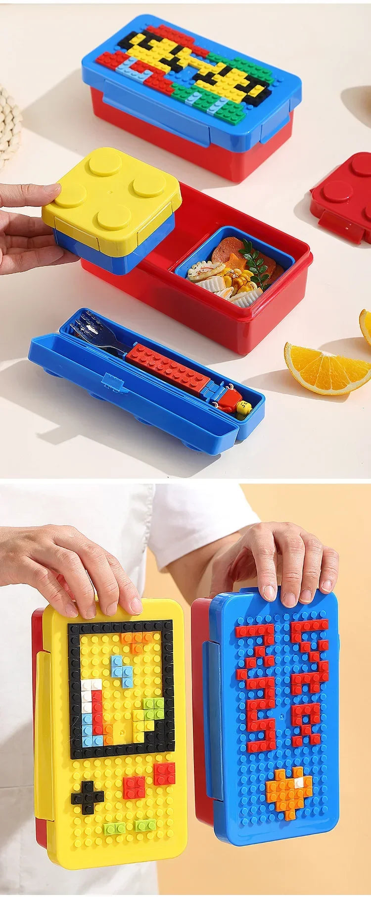 Kleurrijke Lunchbox met Bouwstenen voor Kinderen - Lekdicht en Magnetronbestendig