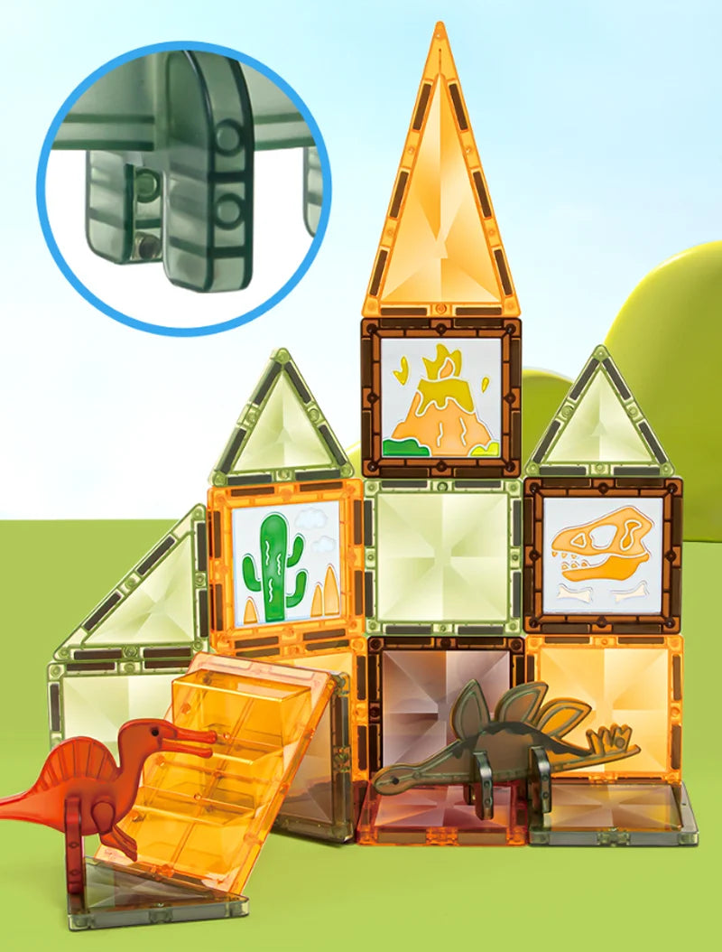 Magnetische Bouwblokken Set - Boerderijdieren & Dinosauriërs voor Kinderen