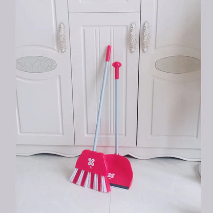 Mini speelgoed schoonmaakset met bezem, dweil en stoffer