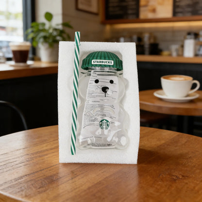 Starbucks Bearista Bear Glazen Drinkbeker – 591ml met Groene Deksel en Rietje