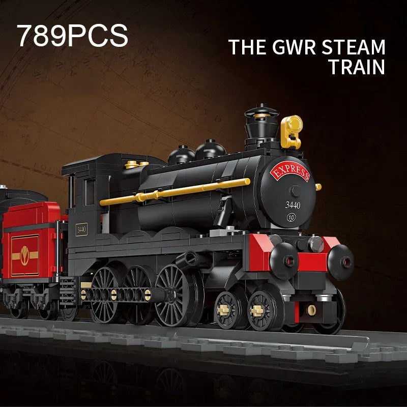 Bouwset Stoomtrein met Goederenwagon en Rails – 789 Stukjes (geen doos)