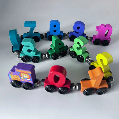 Houten Magneet Trein met Cijfers | Montessori Peuterspeelgoed