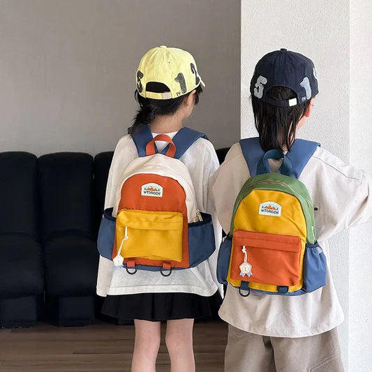 Lichtgewicht Kleurenblok Schoolrugzak - Waterproof & Comfortabel voor Kinderen