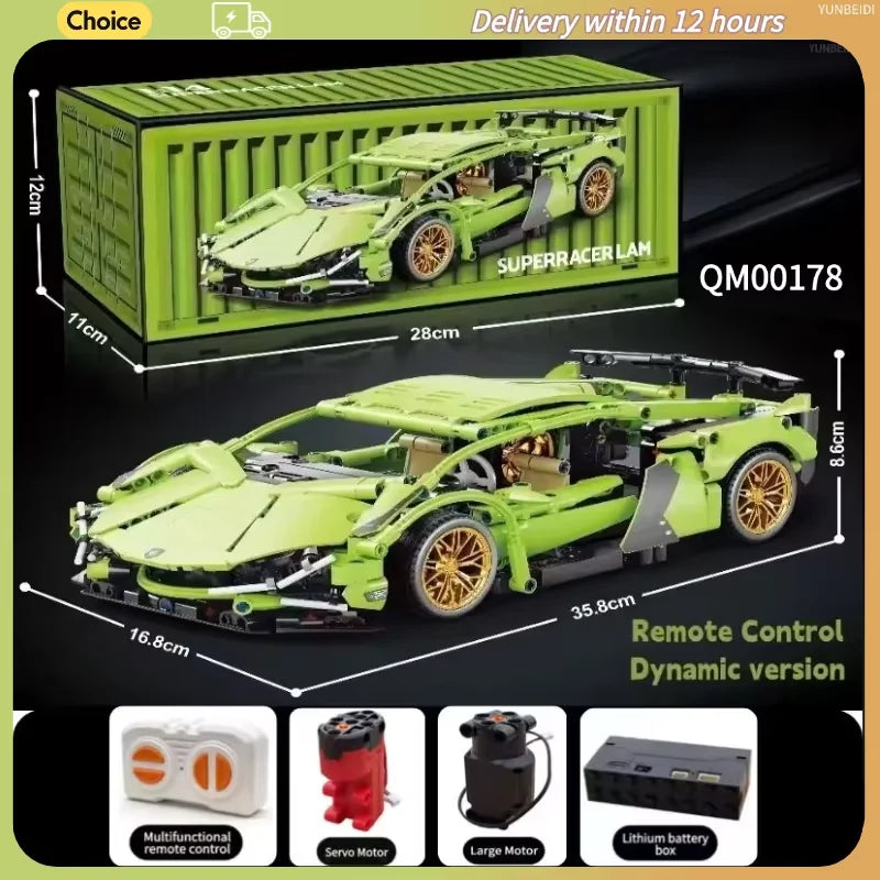 Bouwblok Raceauto - Statisch of Dynamisch - LEGO® Compatibel