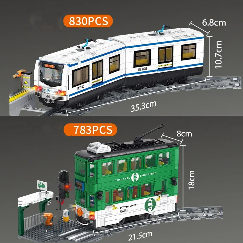 Bouwstenen Set Metro Trein | Compatibel met Lego