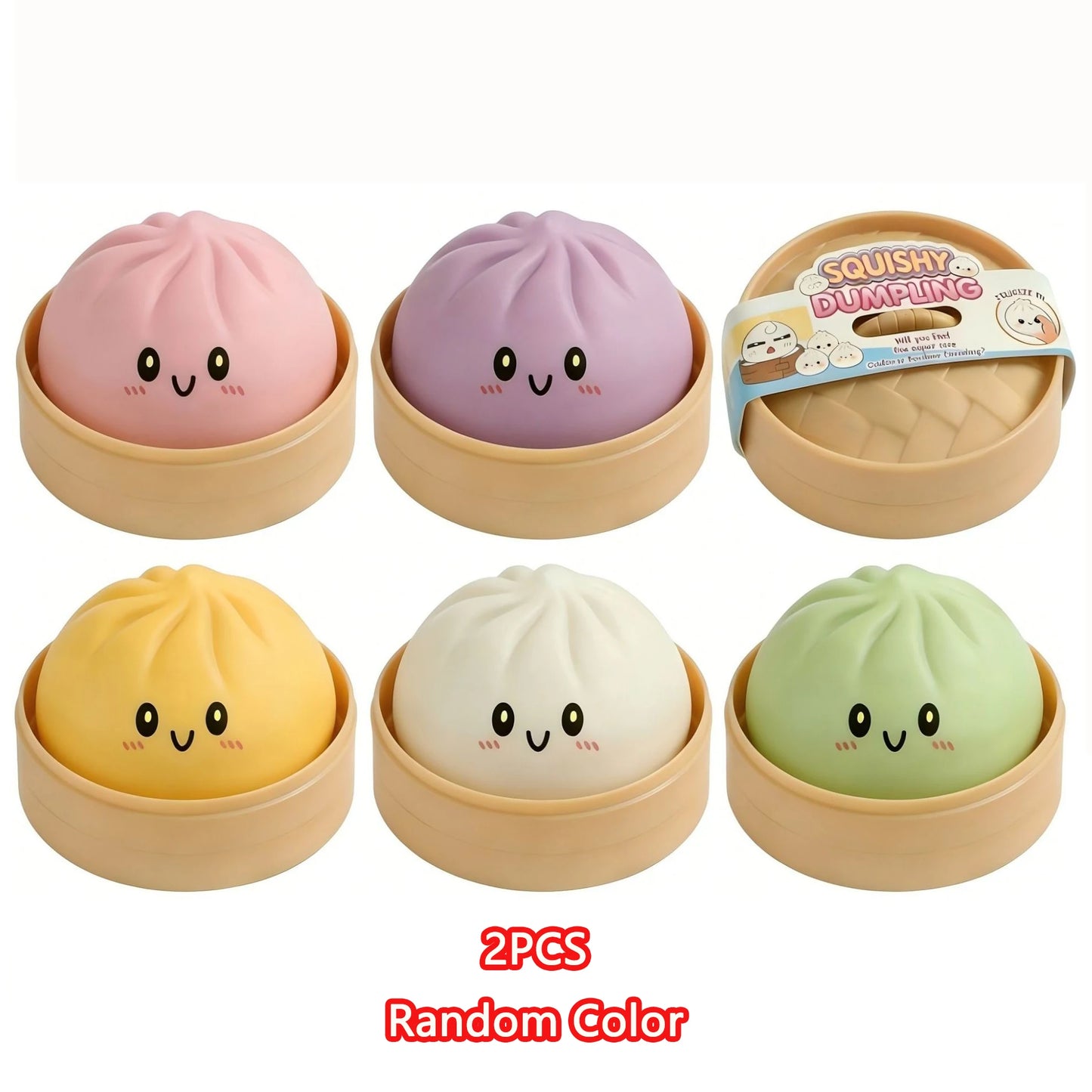 Squishy Knijpbeestje Dumpling met Lachend Gezicht voor Stressvermindering