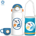 FEIJIAN Kinder Drinkfles met Rietje RVS - 600ml Lekvrij Isolerend BPA-vrij