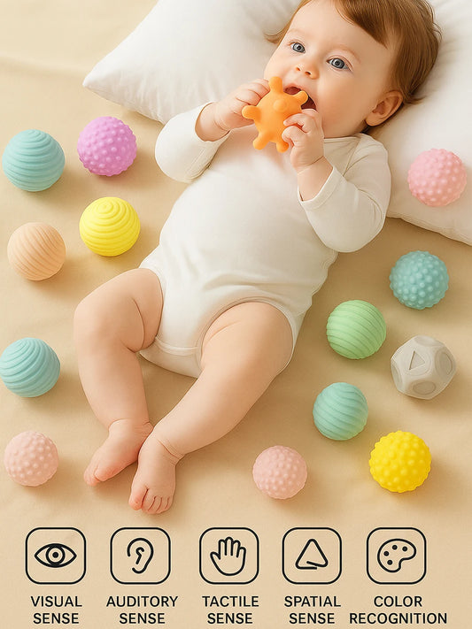 Set van 6 Baby Sensorische Ballen – Bijt- en Ontwikkelingsspeelgoed