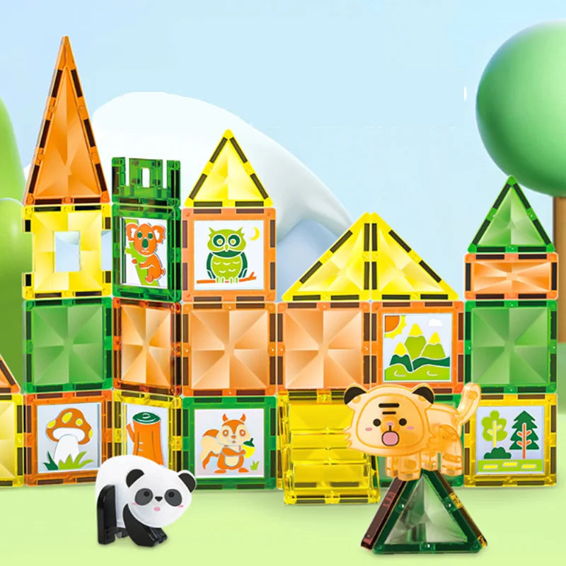 Magnetische Bouwblokken Set - Boerderijdieren & Dinosauriërs voor Kinderen