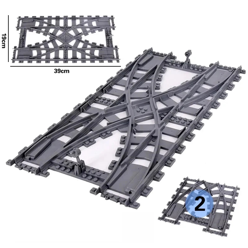 Flexibele Treinrails Set met Wissels en Bochten - Compatibel met Lego Bouwblokken