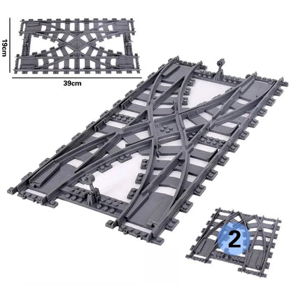 Flexibele Treinrails Set met Wissels en Bochten - Compatibel met Lego Bouwblokken