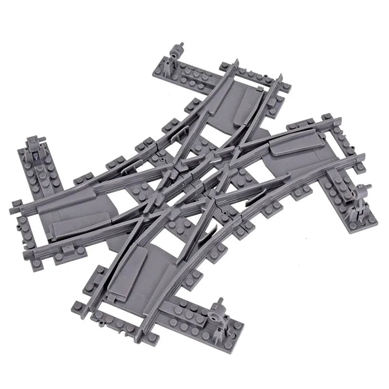 Flexibele Treinrails Set met Wissels en Bochten - Compatibel met Lego Bouwblokken