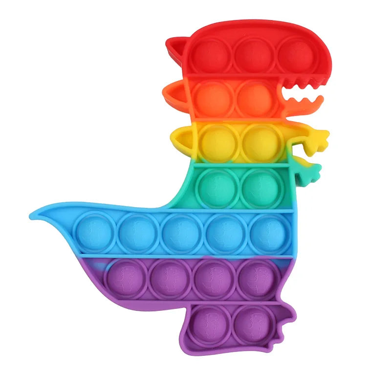 Regenboog Dinosaurus Pop-It Fidget Speeltje voor Stressvermindering