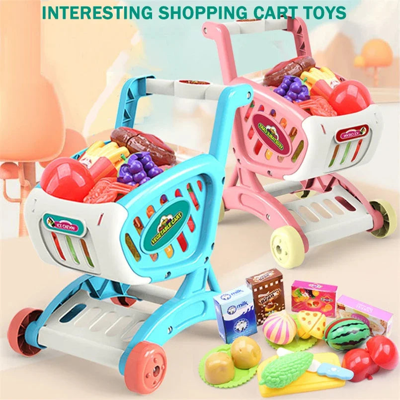 Kinder Supermarkt Winkelwagentje Speelset met Snijfruit en Accessoires (15-delig)