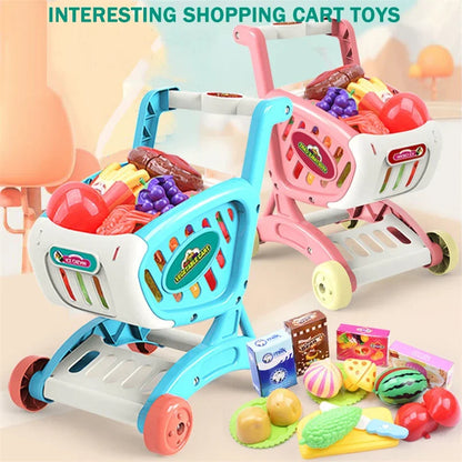 Kinder Supermarkt Winkelwagentje Speelset met Snijfruit en Accessoires (15-delig)