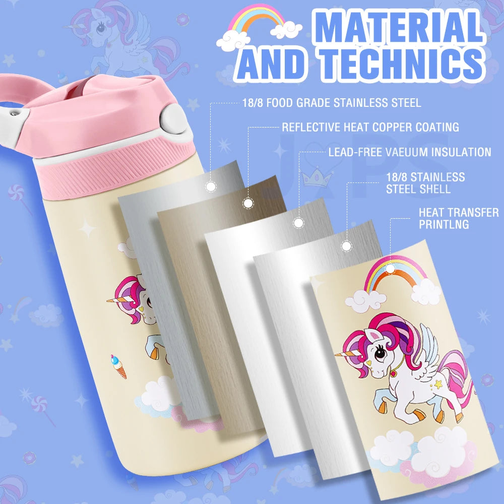 RVS Thermosfles voor Kinderen met Rietje 400ml – Lekvrij