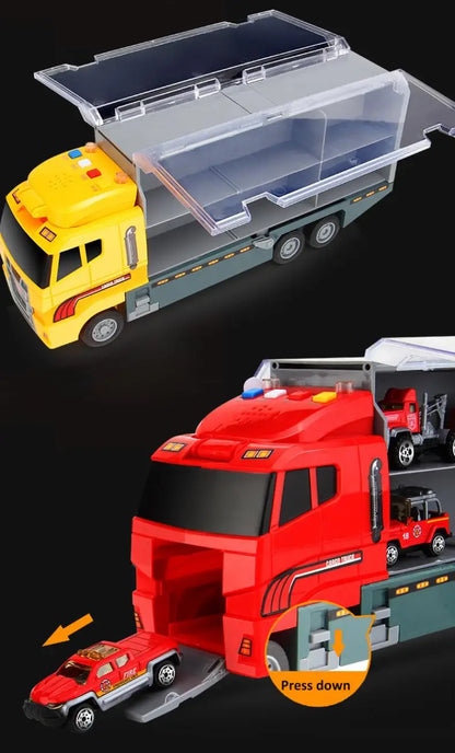 Brandweer Container Vrachtwagen Speelgoed met 6 Mini Auto's