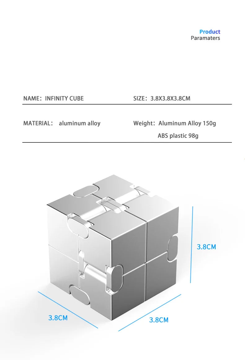 Infinity Cube Fidget Toy van Metaal – Voor Focus en Minder Stress