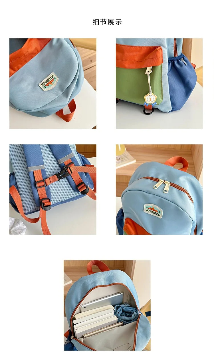Lichtgewicht Kleurenblok Schoolrugzak - Waterproof & Comfortabel voor Kinderen