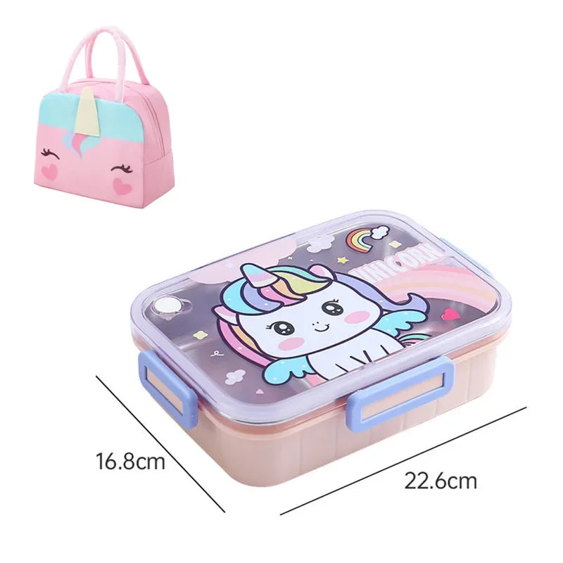 800ml RVS Cartoon Lunchbox met Lepel voor Kinderen, Lekdicht