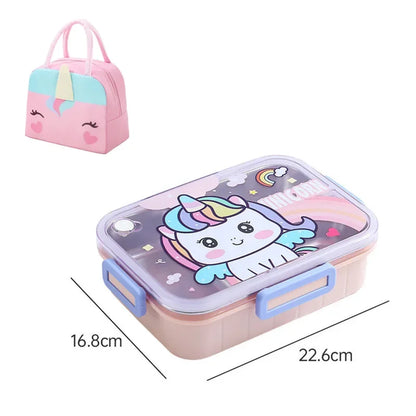 800ml RVS Cartoon Lunchbox met Lepel voor Kinderen, Lekdicht