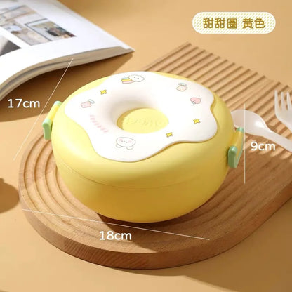 Donut Lunchbox Kind met 3 Vakken en Bestek