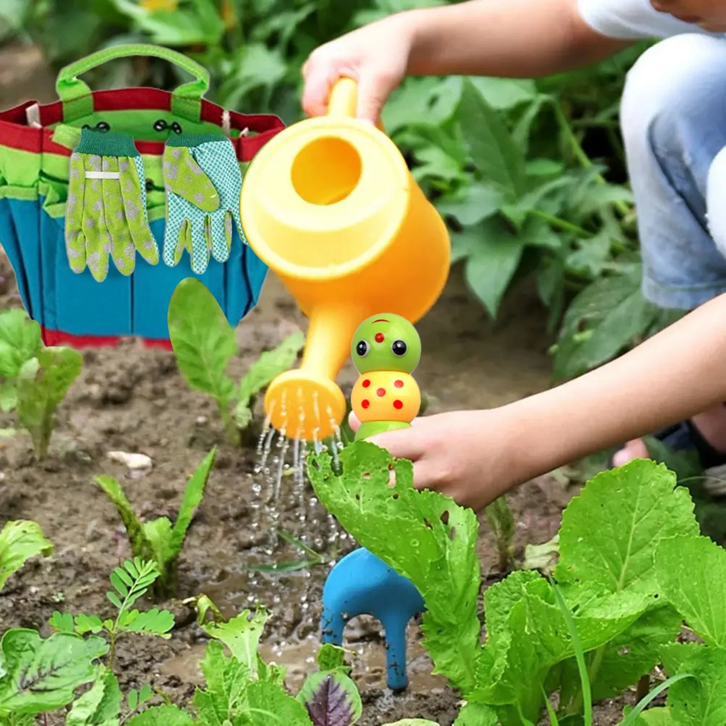 Kleurrijke Speelset Tuingereedschap voor Kinderen met Schep, Hark en Gieter