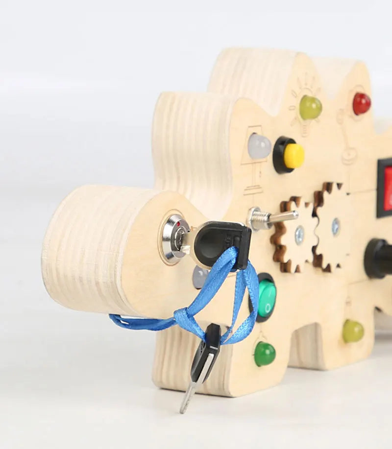 Houten Speelbord met LED Lichtschakelaars voor Kinderen 3-6 Jaar