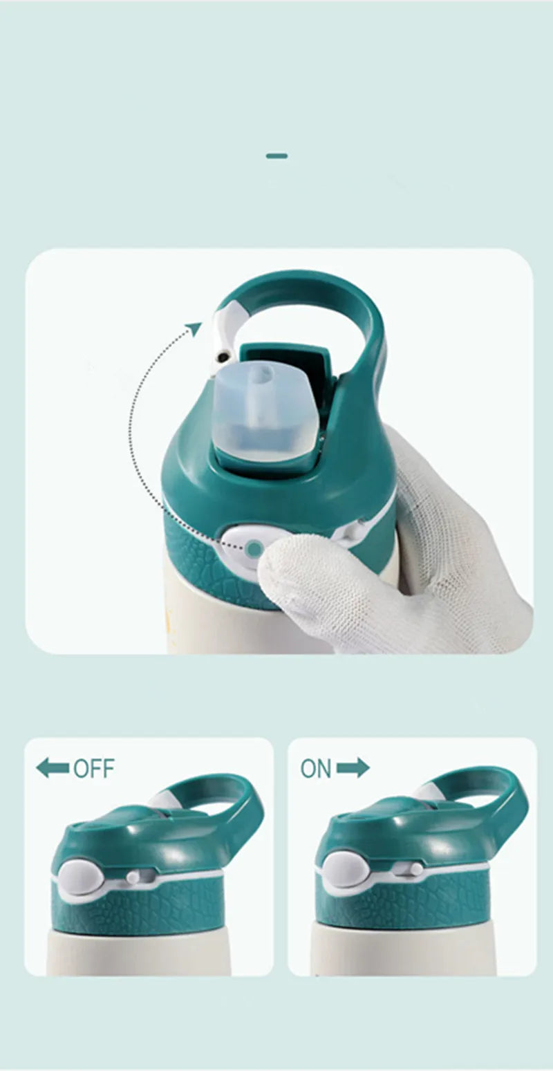 Kinder Thermosfles RVS 400ml met Tuitrietje en Handgreep