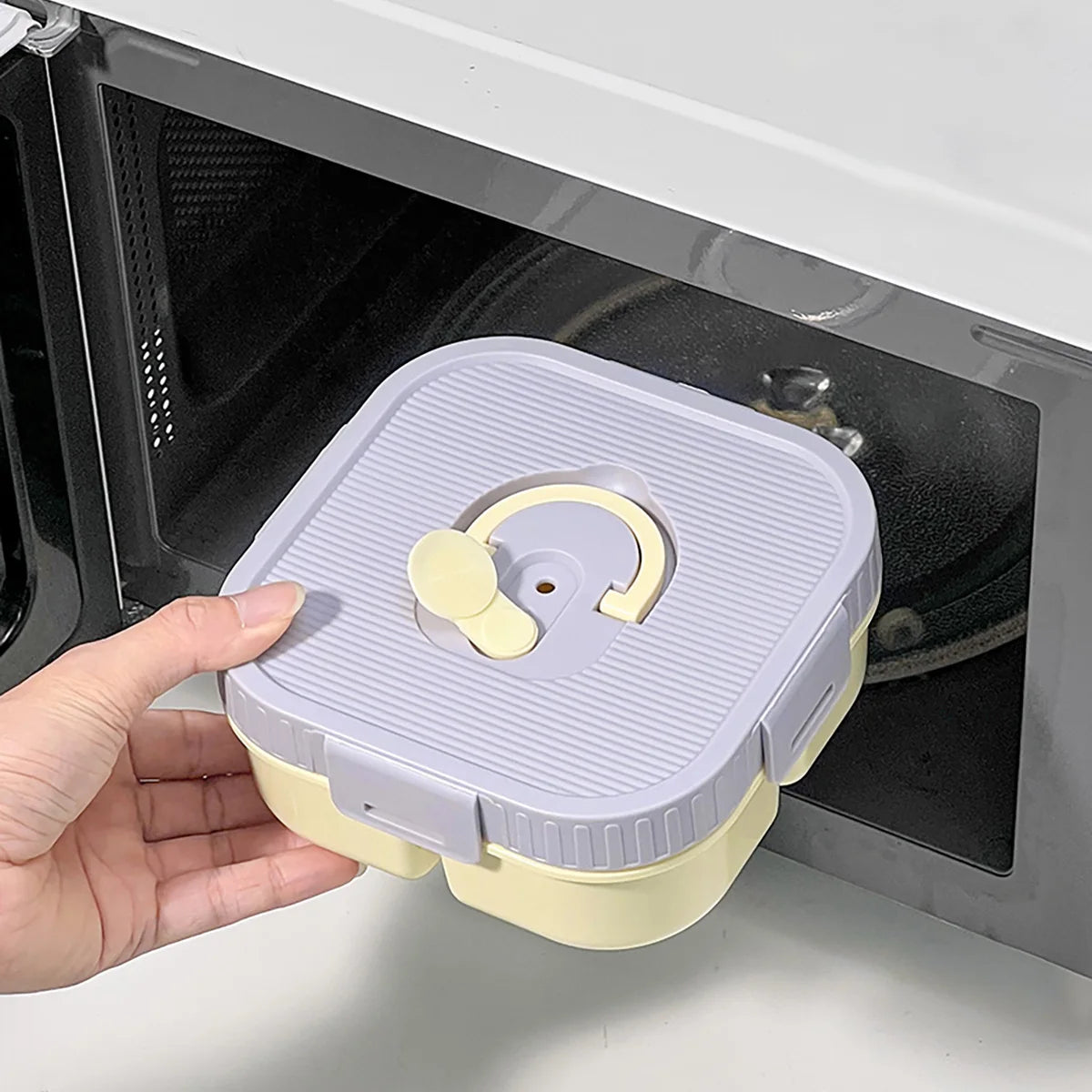 Draagbare Plastic Lunchbox met Vakken - Lekvrij & Magnetronbestendig voor Kinderen