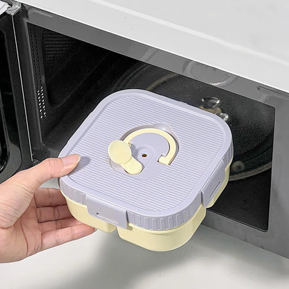 Draagbare Plastic Lunchbox met Vakken - Lekvrij & Magnetronbestendig voor Kinderen