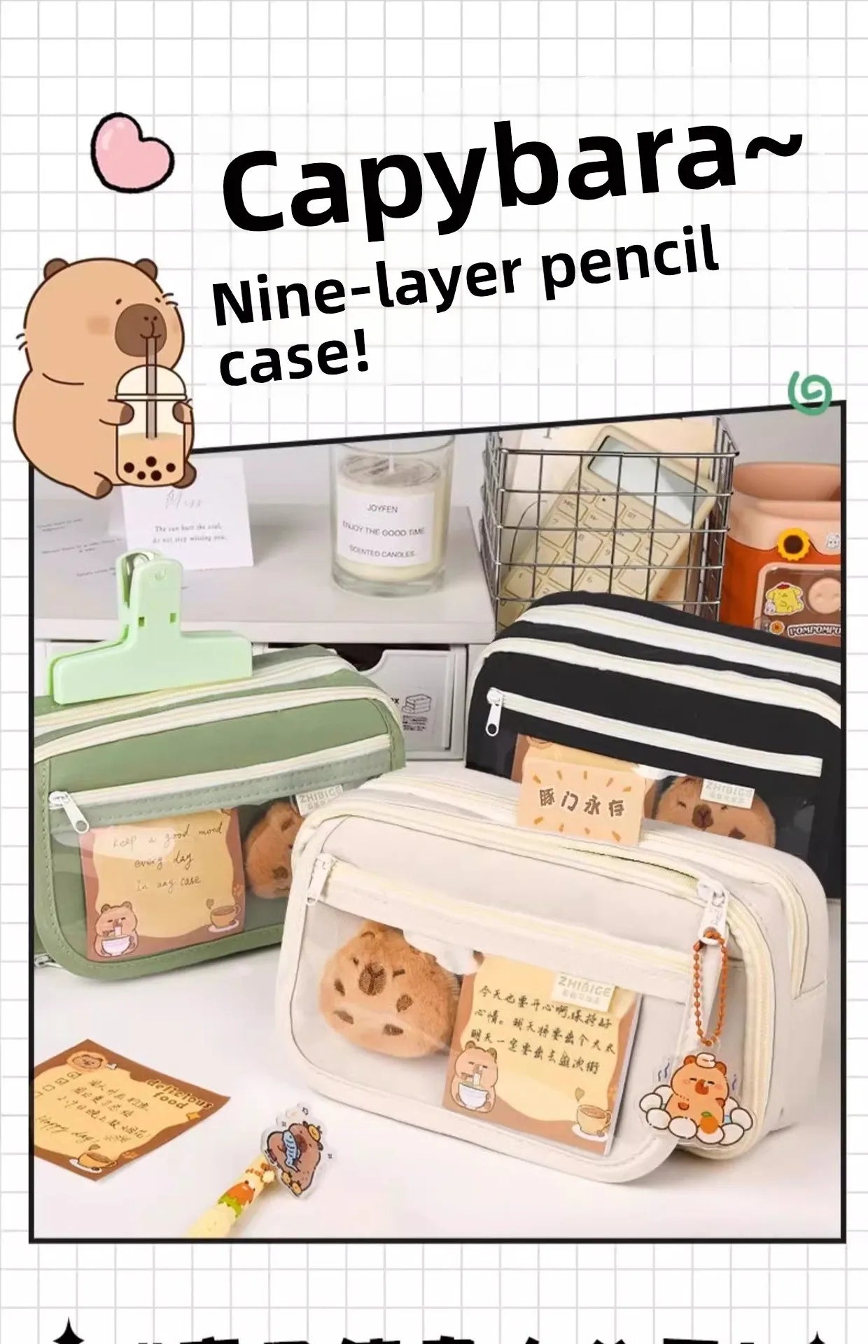 Grote Canvas Etui met Dierenprint voor Kinderen