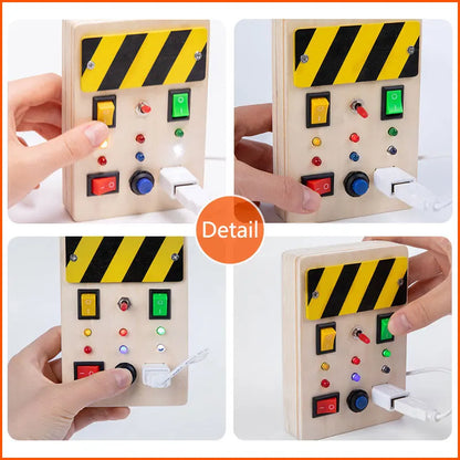 Houten Speelbord met LED Lichtschakelaars voor Kinderen 3-6 Jaar
