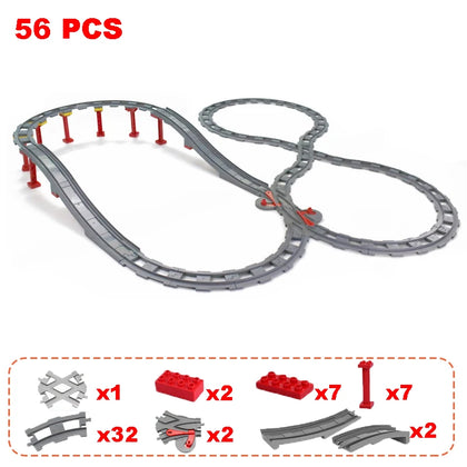 56pcs train track