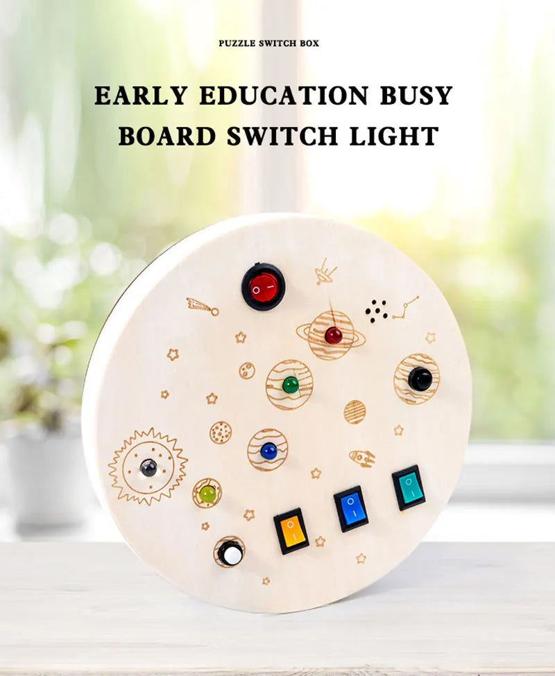 Houten Speelbord met LED Lichtschakelaars voor Kinderen 3-6 Jaar