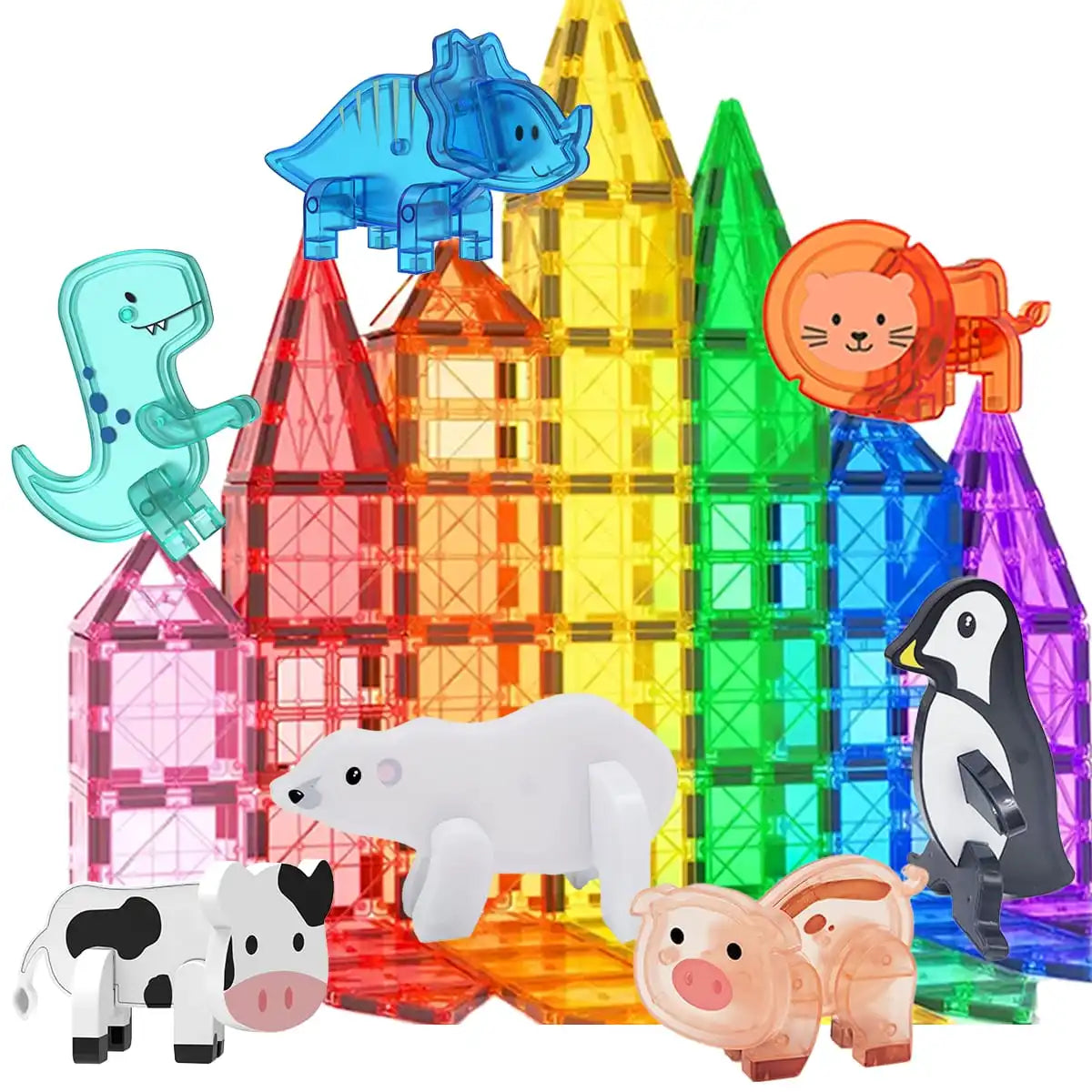 Magnetische Bouwset met Blokken, Platen en Dinosaurus Figuren