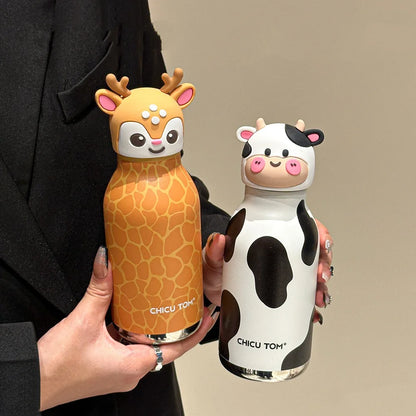 RVS Dieren Thermosfles met Rietje 480ml