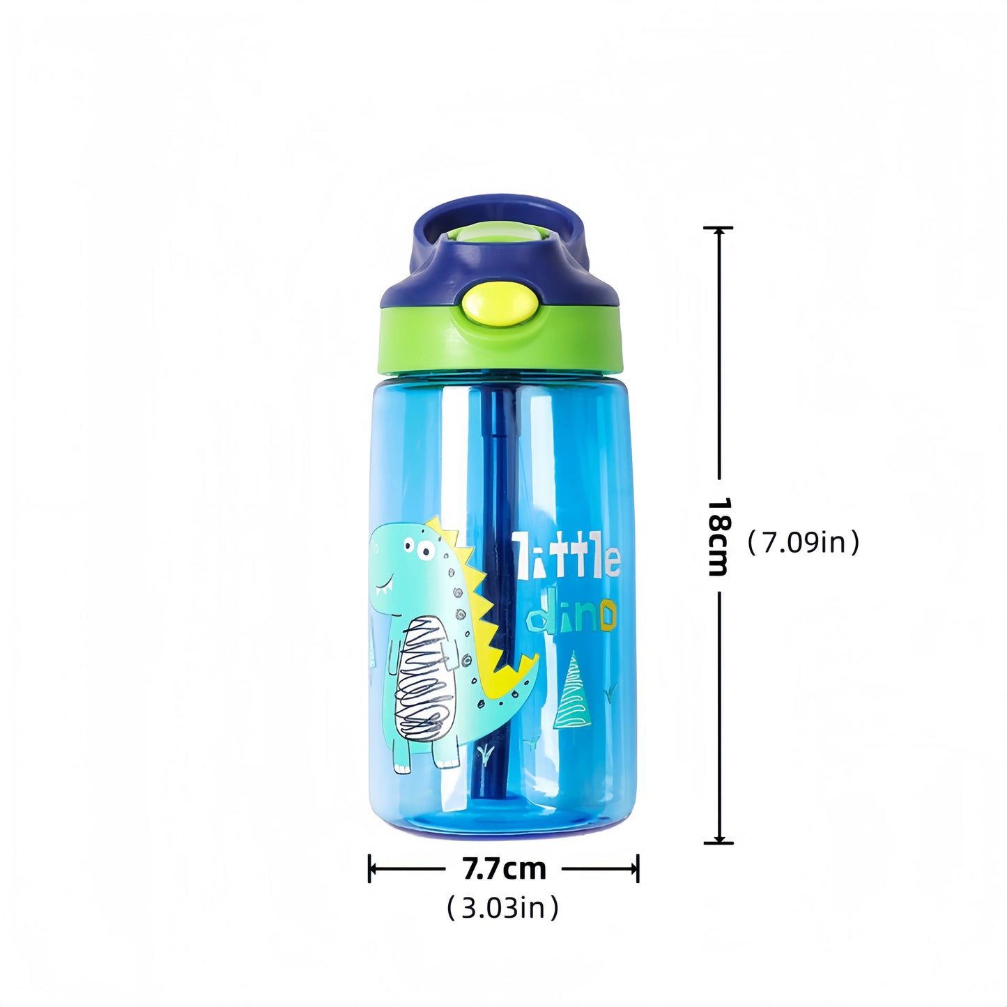 Kinder Drinkfles met Tuitbeker en Rietje – Lekvrij Dino – 480 ml