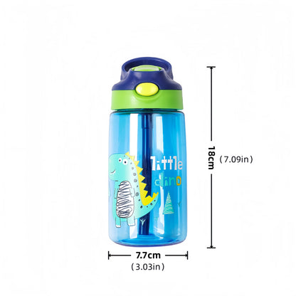 Kinder Drinkfles met Tuitbeker en Rietje – Lekvrij Dino – 480 ml