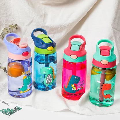 Kinder Drinkfles met Tuitbeker en Rietje – Lekvrij Dino – 480 ml