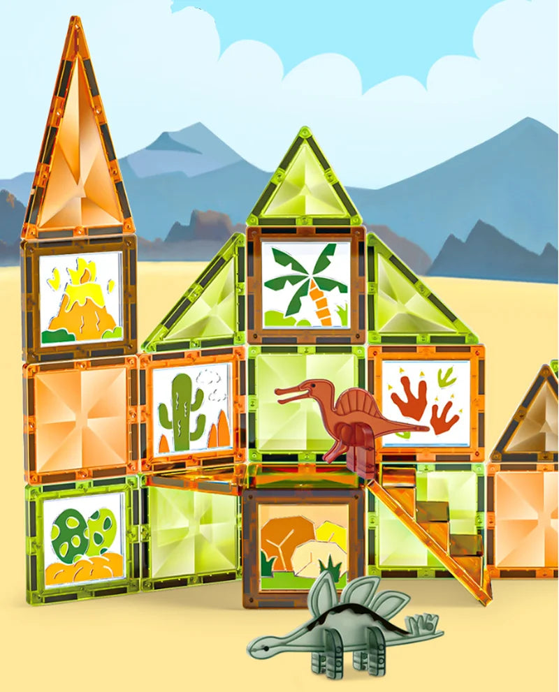 Magnetische Bouwblokken Set - Boerderijdieren & Dinosauriërs voor Kinderen