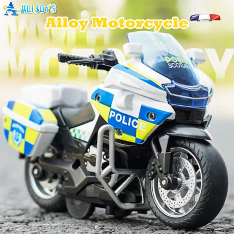 Speelgoed Politie Motor met Terugtrekmechanisme, Licht en Geluid