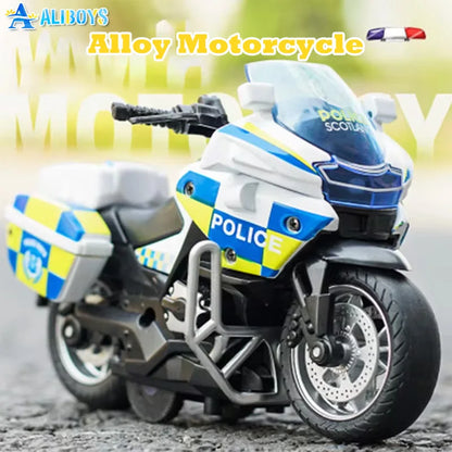 Speelgoed Politie Motor met Terugtrekmechanisme, Licht en Geluid