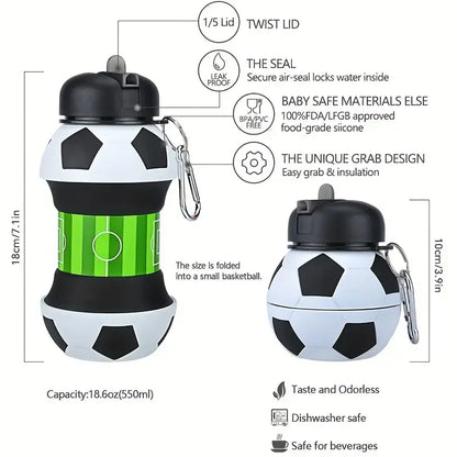 Opvouwbare Voetbal/Basketbal Siliconen Waterfles voor Kinderen