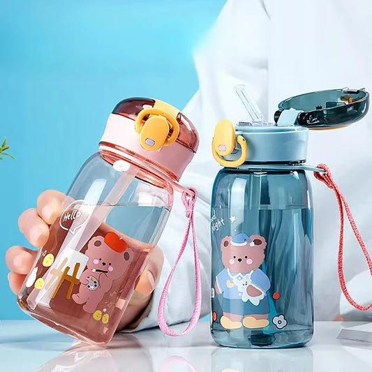 Kinder Drinkbeker Teddybeer met Rietje en Handig Draagkoord